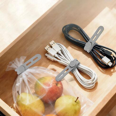 10PCS Reusable Silicone Cable Ties with Adjustable Locking Buckles Washable High Elasticity Cord Management Straps for Office School Organization Grey in Kuwait