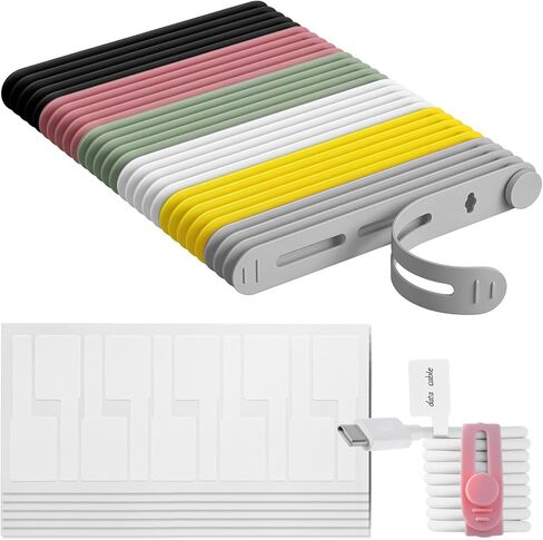 90 Pcs Nylon Cable Labels and Cord Ties Set - 30 Colorful Data Cable Organizer + 60 Identification Wire Labels, Cord Management for Home Office Travel Desk Electronics (Multicolor) in Kuwait