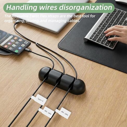 90 Pcs Nylon Cable Labels and Cord Ties Set - 30 Colorful Data Cable Organizer + 60 Identification Wire Labels, Cord Management for Home Office Travel Desk Electronics (Multicolor) in Kuwait