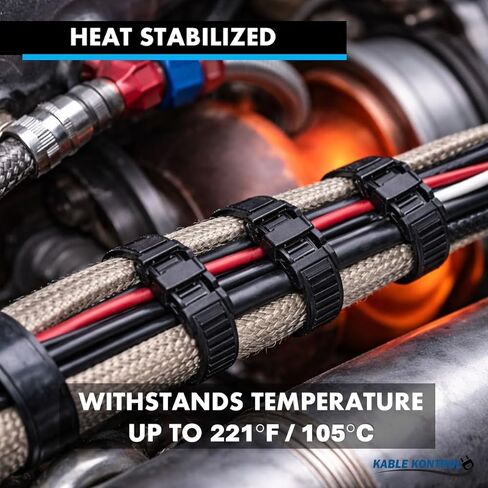 روابط كبل قفل مزدوج من Kable Kontrol - 7 بوصات و88 رطلاً 100 قطعة من روابط البريدي النايلون المدرجة في قائمة UL - روابط مقاومة للمواد الكيميائية والأشعة فوق البنفسجية والتآكل للسيارات والاستخدام الطبي والصناعي - أسود in Kuwait