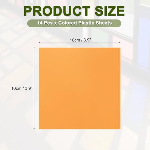 MECCANIXITY 14 Pcs Colored Plastic Sheets, Transparent Amber Film Color Correction Gel Light Filter Waterproof 3.9 x 3.9 Sheet for DIY Crafts, LED Lighting, Photo (Orange) in Kuwait