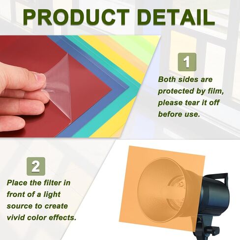 MECCANIXITY 14 Pcs Colored Plastic Sheets, Transparent Amber Film Color Correction Gel Light Filter Waterproof 3.9 x 3.9 Sheet for DIY Crafts, LED Lighting, Photo (Orange) in Kuwait
