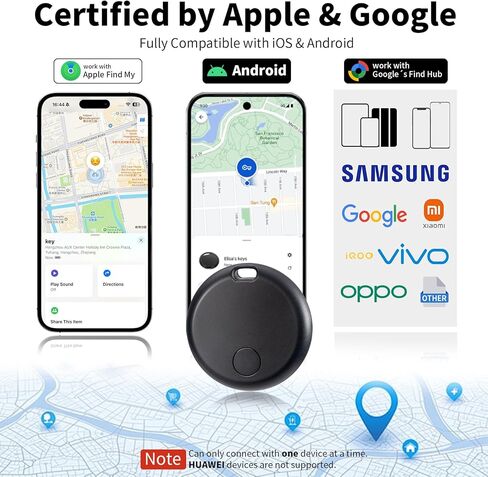 علامات التتبع الذكية لعلامات Air Track، ومكتشف مفاتيح بلوتوث لـ Apple Find My (iOS) وGoogle Find Hub (Android)، ومتتبع محمي للخصوصية للمفتاح/المحفظة/الأمتعة/الحقائب/المركبة/الحيوانات الأليفة - أسود (4 عبوات) in Kuwait