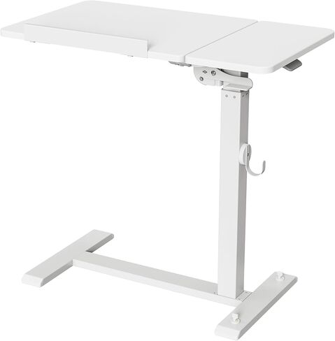 ETHU Foldable Overbed Table with Wheels, Rolling Laptop Standing Desk with Height Adjustable 26.77"-42.51" & Tilting Desktop, Mobile Work Desk for Bedside, Sofa and Home Office Use, White in Kuwait