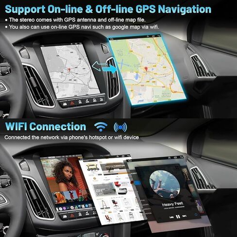 4G+64G 8-core Car Radio for Ford Focus 2012-2018, 10.4 Inch IPS Touch Screen Car Stereo with Wireless Carplay/Android Auto,GPS, WiFi, Bluetooth, Support Backup Camera, SWC, DSP, Android 13 in Saudi Arabia