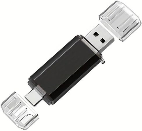 محرك أقراص فلاش USB عالي السرعة 2 في 1 من النوع C بسعة 32 جيجابايت OTG بمنفذ مزدوج للهواتف والأجهزة اللوحية وأجهزة الكمبيوتر الشخصية ومحرك أقراص صغير لنقل الملفات بسرعة، أبيض in Kuwait