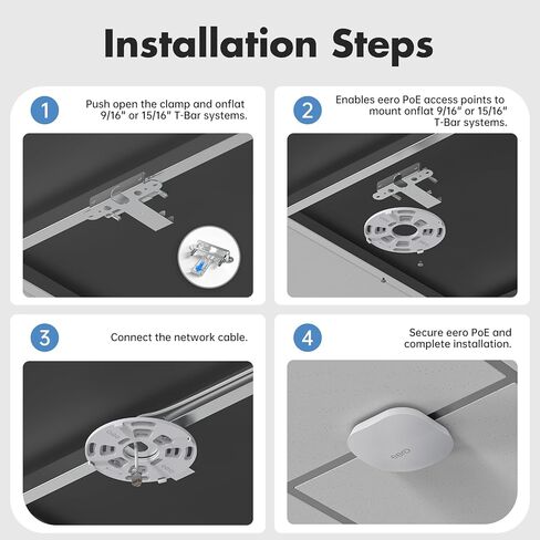 EDUP LOVE Aluminum T-Bar Ceiling Mount for E-ero PoE 7 & PoE 6 Wi-Fi Access Point, Drop Ceiling Bracket for 9/16" & 15/16" Grid, Tool-Free Installation, WiFi Access Point Mount for Office, Warehouse in Kuwait