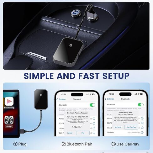 Wireless CarPlay Adapter with Woven Cable USB - Transform Your USB CarPlay to Wireless in Kuwait