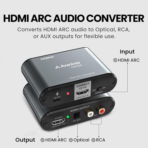 حزمة Avantree Orbit Pro + HAX06 - جهاز إرسال بلوتوث مع مستخرج HDMI ARC، مثالي لأجهزة التلفاز التي تعمل بتقنية HDMI فقط، ومشاهدة مع سماعات الرأس ومكبرات الصوت معًا in Kuwait