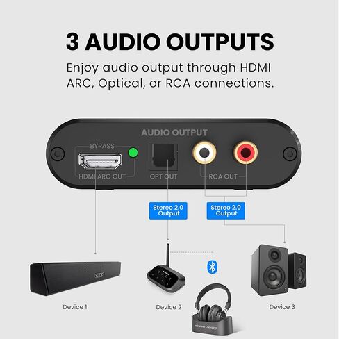 حزمة Avantree Orbit Pro + HAX06 - جهاز إرسال بلوتوث مع مستخرج HDMI ARC، مثالي لأجهزة التلفاز التي تعمل بتقنية HDMI فقط، ومشاهدة مع سماعات الرأس ومكبرات الصوت معًا in Kuwait