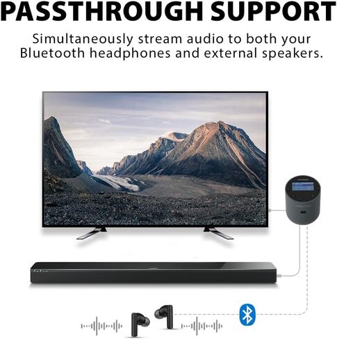 حزمة Avantree Orbit Pro + HAX06 - جهاز إرسال بلوتوث مع مستخرج HDMI ARC، مثالي لأجهزة التلفاز التي تعمل بتقنية HDMI فقط، ومشاهدة مع سماعات الرأس ومكبرات الصوت معًا in Kuwait