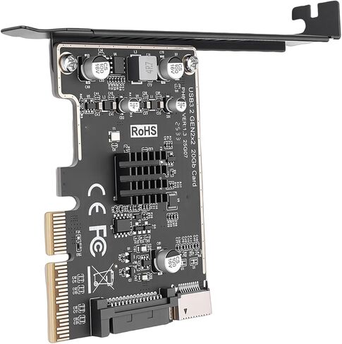 بطاقة توسيع EBTOOLS PCIe، PCle إلى USB 3 Type E Front، 20 جيجابت في الثانية، محول Serial ATA 15 PIN، متوافق مع PCIE X4 X8 X16، مع دعامة منخفضة المستوى in Kuwait