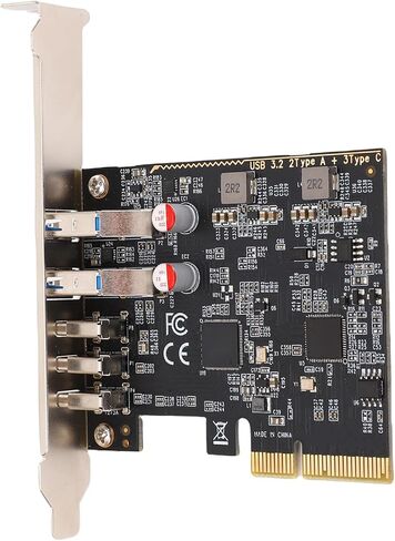 5 منافذ PCIE إلى USB 3.0 وبطاقة توسيع من النوع C، بطاقة PCI Express بسرعة 10 جيجابت في الثانية لأجهزة الكمبيوتر المكتبية، 2X USBA و3X منافذ USBC، شريحة ASM2142، لا تتطلب طاقة خارجية in Kuwait