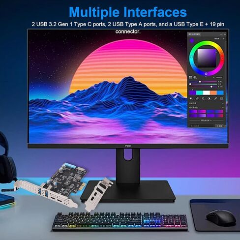 بطاقة Diyeeni PCIe إلى USB 3.2 Gen 1، عرض النطاق الترددي 10 جيجابت في الثانية 4 منافذ USB C PCIe محول توسيع مع 2 * منافذ من النوع C و * من النوع A، للكمبيوتر المكتبي الذي يفوز بنظام OS X in Kuwait