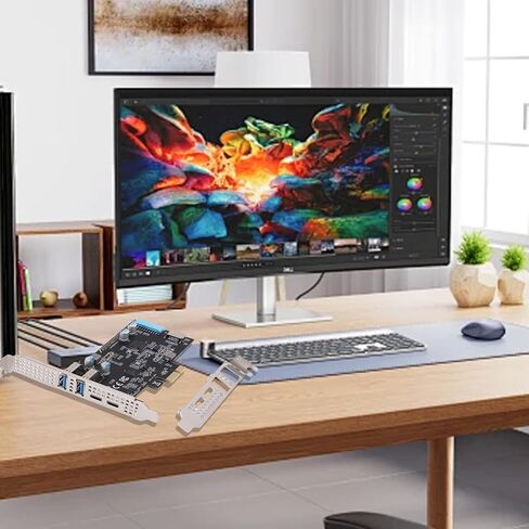 بطاقة Diyeeni PCIe إلى USB 3.2 Gen 1، عرض النطاق الترددي 10 جيجابت في الثانية 4 منافذ USB C PCIe محول توسيع مع 2 * منافذ من النوع C و * من النوع A، للكمبيوتر المكتبي الذي يفوز بنظام OS X in Kuwait