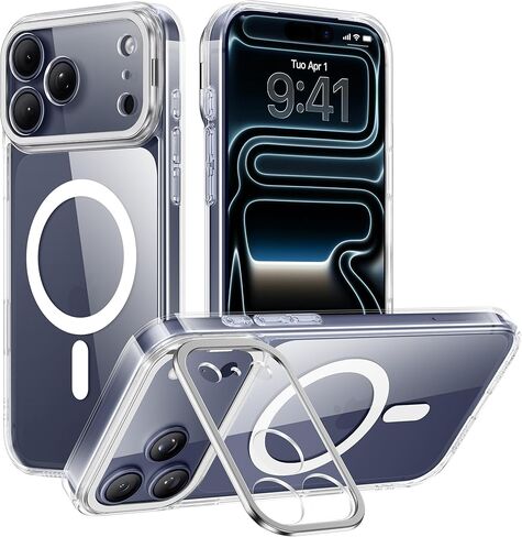 for iPhone 17 Pro Max Case with Stand, Compatible with MagSafe,[Military-Grade Protection][Camera Control Button]Slim Transparent Shockproof Protective Phone Case for iPhone 17 Pro Max,Clear in Saudi Arabia