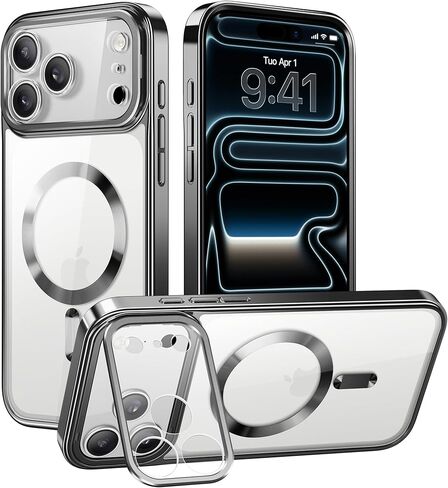 for iPhone 17 Pro Max Case with Stand, Compatible with MagSafe,[Military-Grade Protection][Camera Control Button]Slim Transparent Shockproof Protective Phone Case for iPhone 17 Pro Max,Clear in Saudi Arabia
