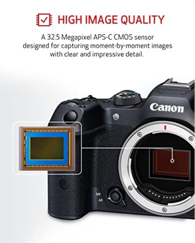 هيكل كاميرا Canon EOS R7 بدون مرآة، مستشعر APS-C CMOS بدقة 32.5 ميجابكسل، فيديو 4K60، Dual Pixel CMOS AF II، IBIS، Wi-Fi/Bluetooth، حزمة مع بطاقة 64 جيجابايت، طقم فلتر، بطارية إضافية، ضمان لمدة عام in Kuwait