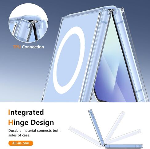 for Galaxy Z Flip 7 Magnetic Case,Samsung Flip 7 Clear Phone Case Built-in Soft Screen Protector & Fit for MagSafe,Slim Hard PC Silicone Bumper Shockproof Protective Cover for Samsung Galaxy Z Flip 7 in Kuwait