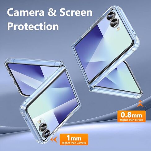 for Galaxy Z Flip 7 Magnetic Case,Samsung Flip 7 Clear Phone Case Built-in Soft Screen Protector & Fit for MagSafe,Slim Hard PC Silicone Bumper Shockproof Protective Cover for Samsung Galaxy Z Flip 7 in Kuwait