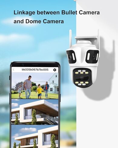 كاميرا أمان خارجية لاسلكية بثلاث عدسات بدقة 9 ميجابكسل، دوران/إمالة 360 درجة، واي فاي 2.4 جيجا هرتز، تتبع تلقائي بالذكاء الاصطناعي، لا توجد نقطة عمياء، تسجيل 24/7، رؤية ليلية، ضوء كشاف، صوت ثنائي الاتجاه، IP66، للمراقبة المنزلية in Kuwait