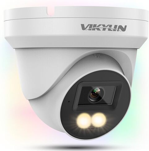 VIKYLIN 5MP Full Color PoE IP Camera, 5MP Turret Security Camera Outdoor with Human Vehicle Detection, 2.8mm Lens,100FT Smart Dual Light Color Night Vision, Built-in Mic,IP67, Blue Iris,NDAA Compliant in Kuwait