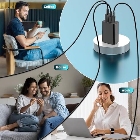 2 حزمة شاحن حائط USB C بقدرة 65 وات، 3 منافذ 100 وات نوع C فائقة السرعة مع كابل USB C بطول 6/6/10/10 قدم لهاتف Samsung Galaxy S26 Ultra S26+/S25/S24/S23Ultra/S22/Android iPhone 17/16/15 in Kuwait
