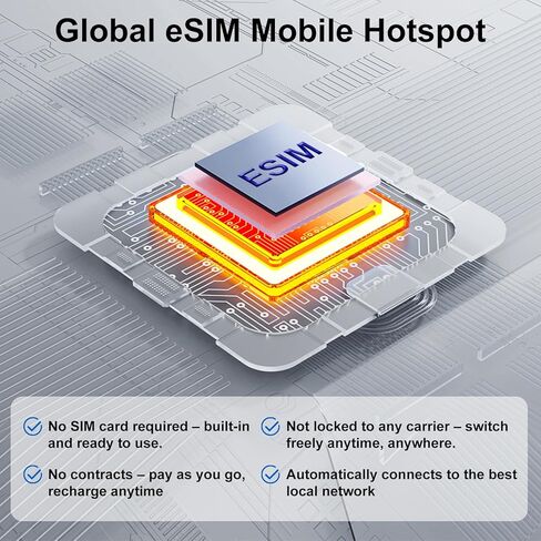 نقطة اتصال واي فاي محمولة 4G LTE للسفر، 28 نطاقًا عالميًا، مشغلين قابلين للتبديل وخطة بيانات مرنة، 8 أجهزة متصلة، نقطة اتصال eSIM بدون عقد، أجهزة إنترنت محمولة في أكثر من 200 دولة in Kuwait