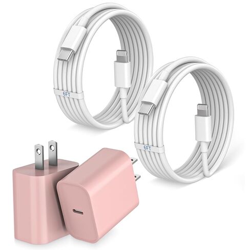 شاحن iPhone شحن سريع، [معتمد من Apple MFi] 2 حزمة شاحن USB C سريع مع كابل USB C بطول 6 أقدام إلى كابل شحن سريع متوافق مع iPhone 14/13/12/11 Series/XR/XS/iPad (أرجواني) in Kuwait