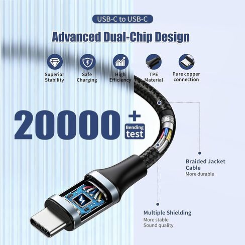 for iPhone 17 16 15 Charger/6.6FT Type C to C Cable Cord Long, Black 25W USB C Fast Charging Block Plug for A-pple iPhone 17 Pro Max/17 Air/16 Pro/16/15 Plus/15/iPad Min Charger Power Adapter in Kuwait