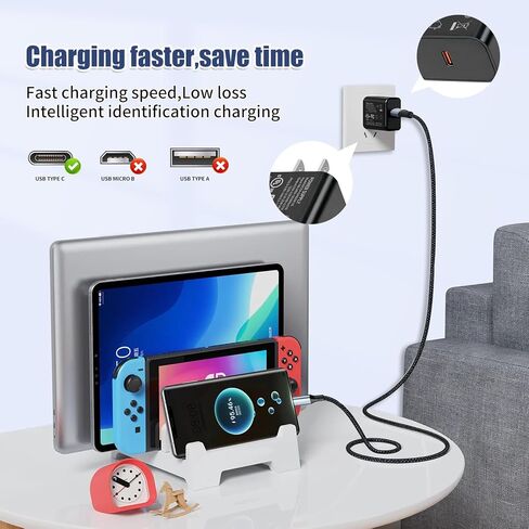 for iPhone 17 16 15 Charger/6.6FT Type C to C Cable Cord Long, Black 25W USB C Fast Charging Block Plug for A-pple iPhone 17 Pro Max/17 Air/16 Pro/16/15 Plus/15/iPad Min Charger Power Adapter in Kuwait