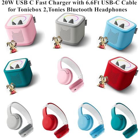 USB C Fast Charger for Toniebox 2,Tonies Bluetooth Headphones,6.6Ft USB-C Cord,20W PD Power Adaptor in Kuwait