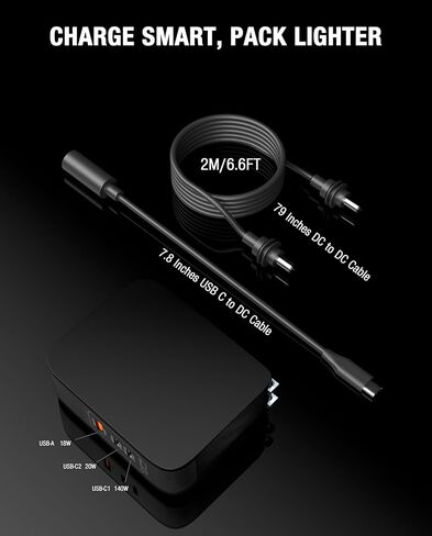 محطة شحن سريعة Starlink Mini بقدرة 178 وات، محول طاقة USB-C قابل للطي بثلاثة منافذ لـ Starlink Mini مع محول من النوع C مقاس 7.8 بوصة وكابل طاقة تيار مستمر بطول 6.5 قدم in Kuwait