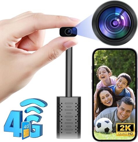 أصغر كاميرا USB لاسلكية واي فاي 4G مع بطاقة SIM 300 متر، لا حاجة إلى واي فاي، تنبيه حركة الكاميرا المحمولة HD1080P 4G مع تطبيق البث المباشر، كشف الحركة، الرؤية الليلية، التخزين السحابي لتطبيق iOS/Android in Kuwait