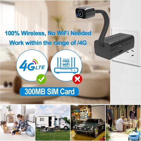 أصغر كاميرا USB لاسلكية واي فاي 4G مع بطاقة SIM 300 متر، لا حاجة إلى واي فاي، تنبيه حركة الكاميرا المحمولة HD1080P 4G مع تطبيق البث المباشر، كشف الحركة، الرؤية الليلية، التخزين السحابي لتطبيق iOS/Android in Kuwait