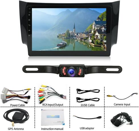 Double Din Car Stereo for Nissan Sylphy 2012-2018 10 Inch HD Touch Screen Android 13 Car Audio Multimedia Receiver with for CarPlay Android Auto GPS Radio Navigation Bluetooth Camera - 2+32G in Kuwait