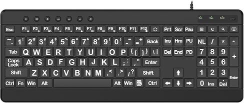 EDJO Large Print Ergonomic Keyboard, Full Size Keyboard with Wrist Rest, Silent Wired USB Computer Keyboards with Oversized Letter Keys Easy to See and Type for Laptop, PC, Windows, Desktop in Kuwait