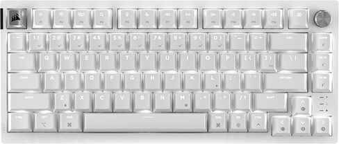 لوحة مفاتيح الألعاب الميكانيكية Corsair K65 Plus اللاسلكية بنسبة 75% RGB القابلة للتبديل السريع لأجهزة Mac وiPad - مفاتيح خطية MLX Red v2 مشحمة مسبقًا - تخطيط QWERTY NA - أبيض ثلجي (متجدد) in Kuwait