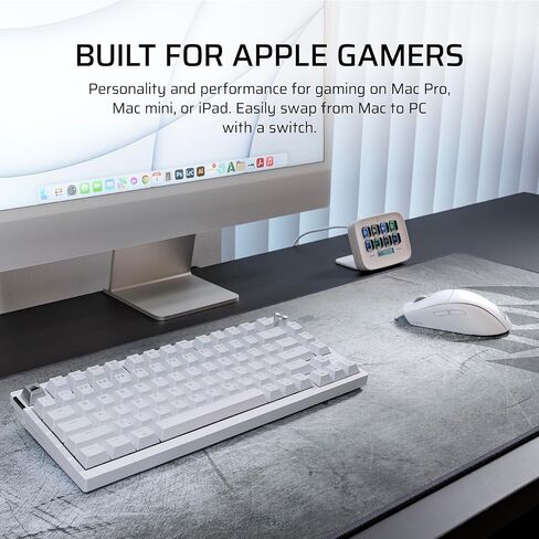 لوحة مفاتيح الألعاب الميكانيكية Corsair K65 Plus اللاسلكية بنسبة 75% RGB القابلة للتبديل السريع لأجهزة Mac وiPad - مفاتيح خطية MLX Red v2 مشحمة مسبقًا - تخطيط QWERTY NA - أبيض ثلجي (متجدد) in Kuwait