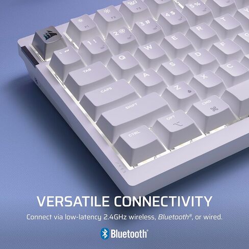 لوحة مفاتيح الألعاب الميكانيكية Corsair K65 Plus اللاسلكية بنسبة 75% RGB القابلة للتبديل السريع لأجهزة Mac وiPad - مفاتيح خطية MLX Red v2 مشحمة مسبقًا - تخطيط QWERTY NA - أبيض ثلجي (متجدد) in Kuwait