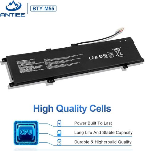 بطارية الكمبيوتر المحمول BTY-M55 90Wh لـ MSI Pulse GL66 GL76 12UGK 12UGSZOK 12UGSZK 12UGOK Katana GF66 11UG Alpha 15 17 B5EEK A3DDK A4DEK Pulse 15 B13VFK B13VGK Crosshair 17 B12UGZ B12UGSZ السيف 15 A11UG in Kuwait