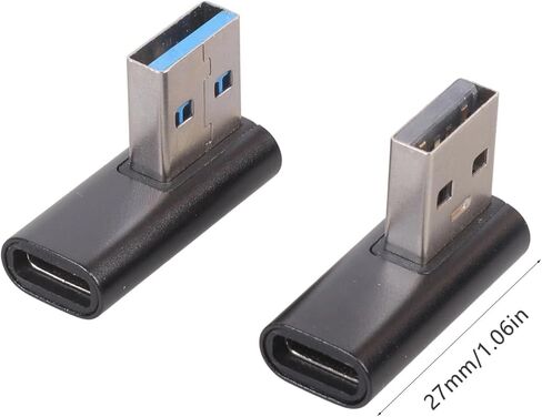 of 2Pcs USB C Female to a Male Angled Adapter with 90 Degree for Computer Tablet Angled a to C Connector in Kuwait