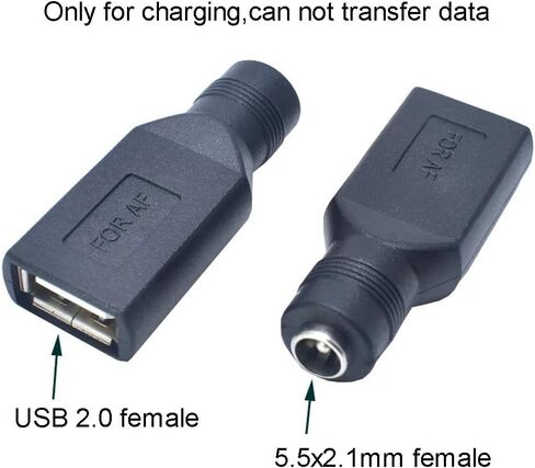 USB 2.0 أنثى إلى 5.5x2.1 مللي متر محول برميل المقابس الطاقة لشحن الأجهزة الإلكترونية مع أو USB برميل المقابس الطاقة in Kuwait
