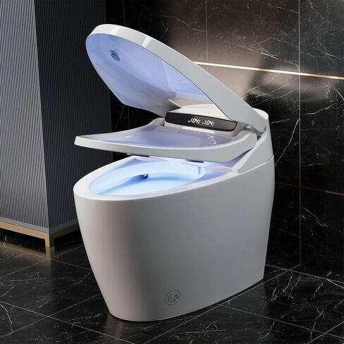 Smart Toilet with Bidet Built in, Automatic Smart Toilet with Foam Shield and Touchless Auto Open/Close Lid, Tankless Elongated One Piece Toilet with Warm Water Heated Seat Dryer for Bathroom in Saudi Arabia