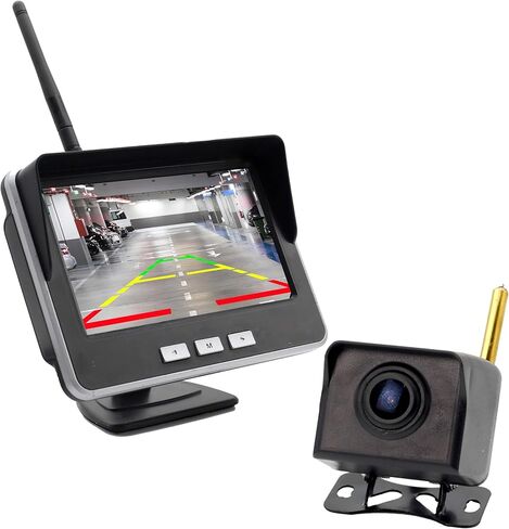 4.3-inch AHD IPS Monitor Mini Vehicle 720P Digital Wireless Backup Camera System IP69K Waterproof Wireless Reversing Camera Dash Camera for Truck Bus RV Trailer Car Truck Semi-Trailer in Kuwait