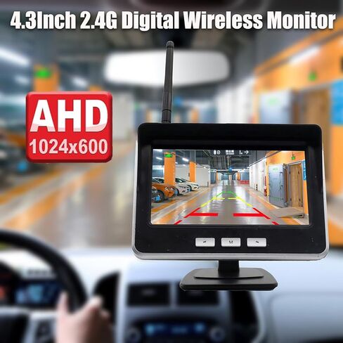 4.3-inch AHD IPS Monitor Mini Vehicle 720P Digital Wireless Backup Camera System IP69K Waterproof Wireless Reversing Camera Dash Camera for Truck Bus RV Trailer Car Truck Semi-Trailer in Kuwait