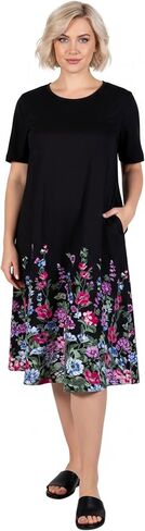 LA CERA Women's Wildflowers T-Shirt Dress - Long Royal Blue Short Sleeve Gown in Saudi Arabia