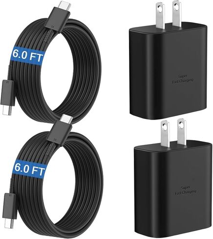 شاحن سامسونج سريع USB C 45W شاحن هاتف من النوع C مع سلك كابل شحن سريع Android بطول 6 أقدام لهاتف Samsung Galaxy S26 Ultra/S26/S26+/S25 Ultra/S25/S24/S23 Ultra/S22 Ultra/S20 Ultra/Note 10 Plus in Kuwait