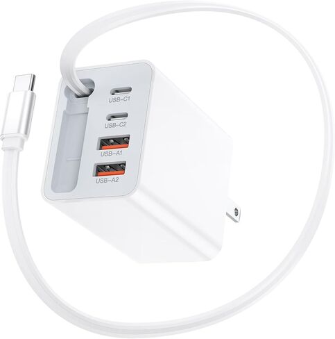 شاحن حائط قابل للسحب 5 في 1، 2 حزمة شاحن USB C قابل للسحب بخمسة منافذ مع سلك من النوع C، قابس جداري لشاحن الهاتف قابل للسحب بقدرة 40 وات، لبنة شحن سريعة قابلة للطي لهاتف iPhone 17/16/15 Pro Max، Galaxy in Kuwait