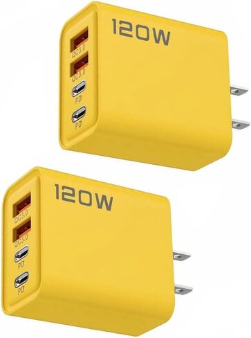 2PCS 120W Double PD Fast Charger with Type-C & QC3.0 Ports Support PD Charging Protocol 5V 2A Charging Adapter in Kuwait